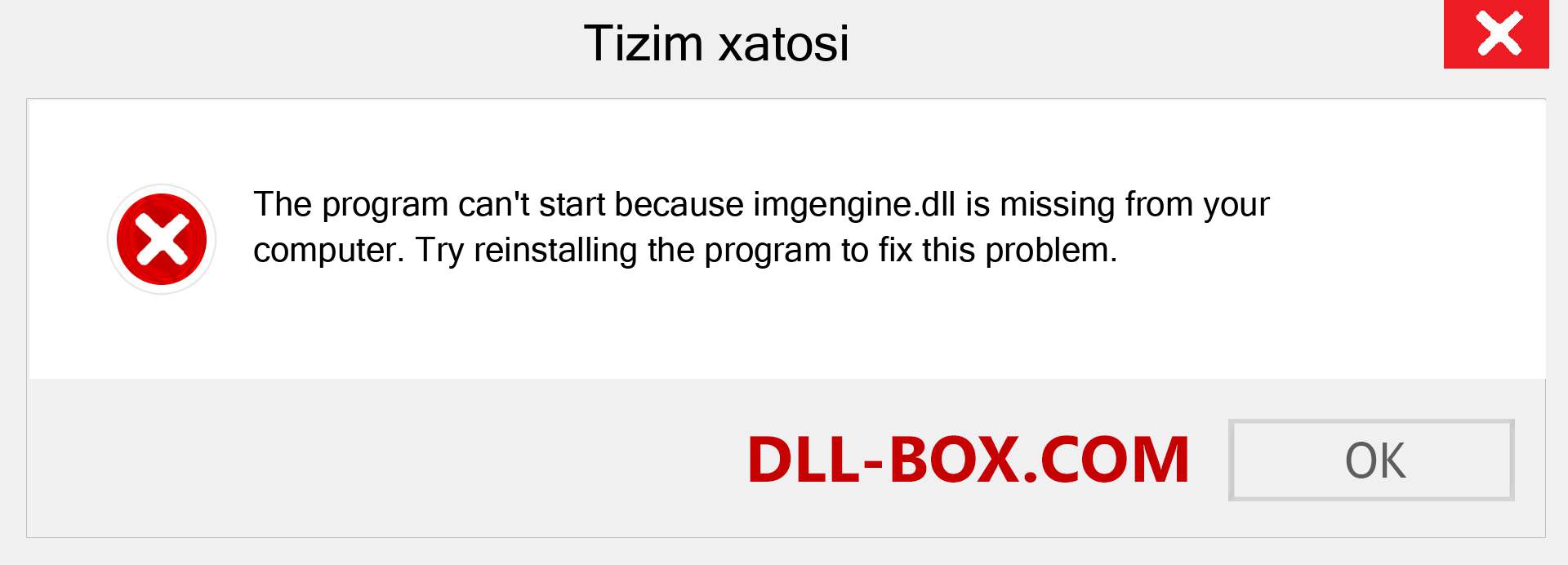 imgengine.dll fayli yo'qolganmi?. Windows 7, 8, 10 uchun yuklab olish - Windowsda imgengine dll etishmayotgan xatoni tuzating, rasmlar, rasmlar